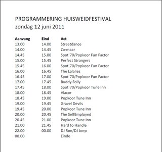 Programma Huisweid festival, Warmenhuizen